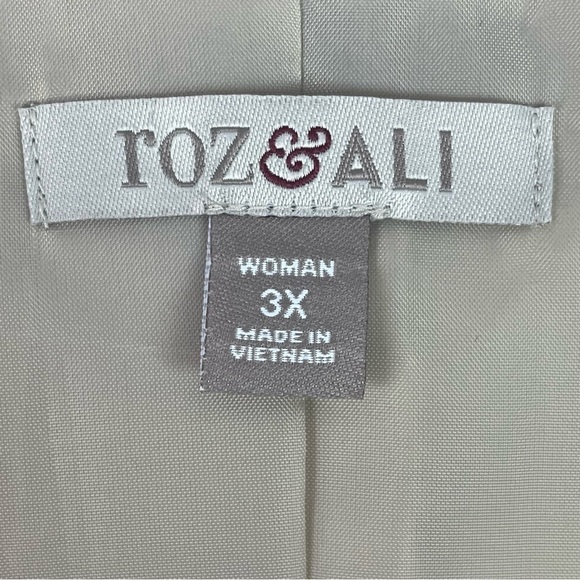 Roz & Ali Womens Open Front Jacket Lined Natural Beige Stretch 3X - Picture 8 of 9